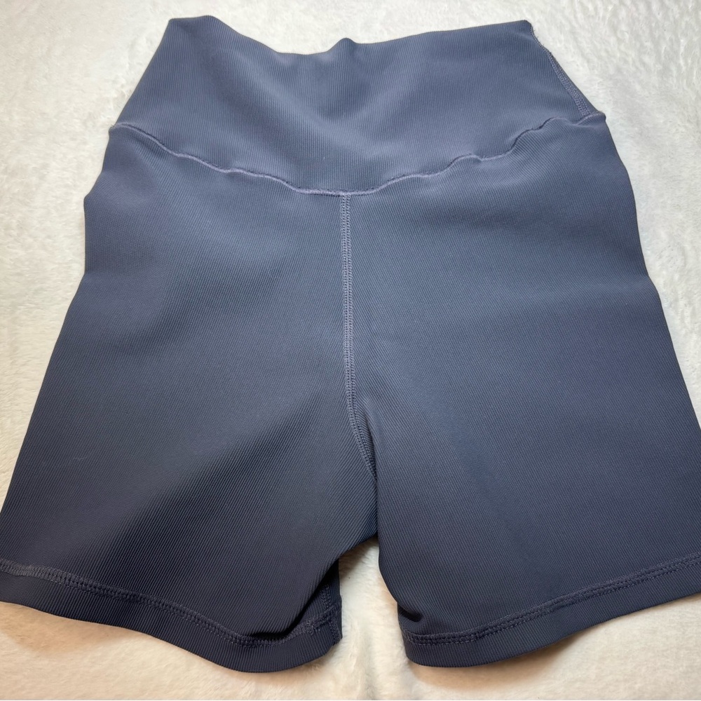 TLF High-Waist Slate Blue Bike Shorts - Picture 3 of 3